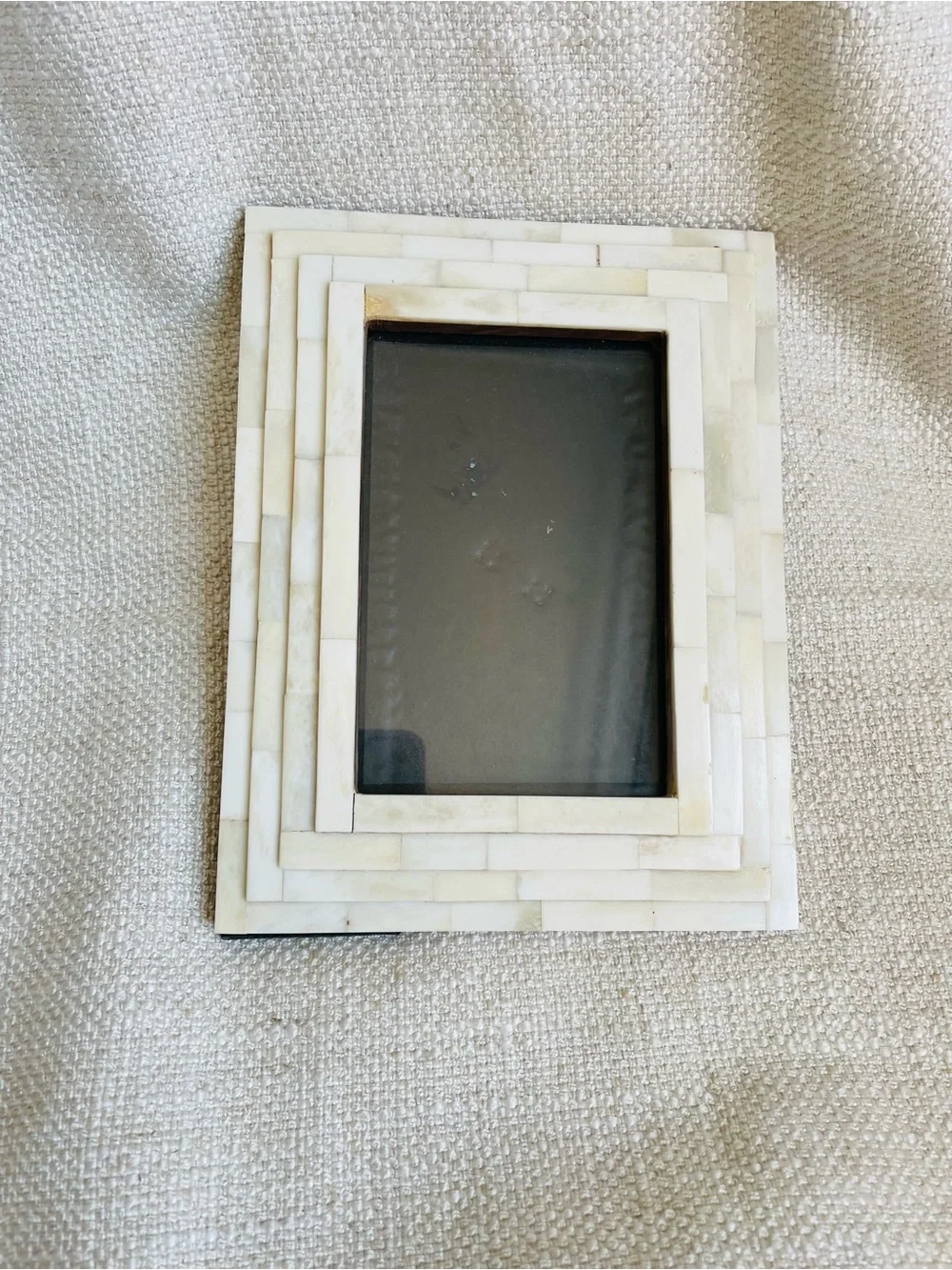 Vintage Buffalo Bone Wood Mosaic Inlay Picture Frame Fits 4x6